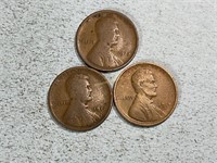 1917, 1917D, 1917S Lincoln wheat cents