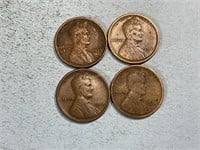 Two 1918D, one 1918, one 1918S wheat cents