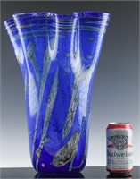XL VINTAGE ITLAIAN ART GLASS "BIRCH BARK" VASE 2/2