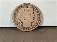 1901 Barber half dollar