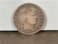 1901S Barber half dollar