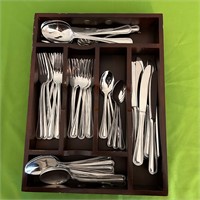 Cuisinart Flatware and Wood Tray