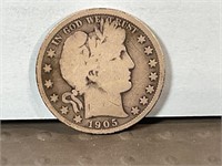 1905O Barber half dollar