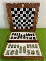 Gorgeous Chess Set With Engraved Wood & Brass