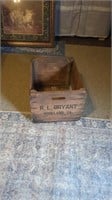 RL BRYANT WOODEN FRUIT CRATE 12" TALL X 18" X 15"