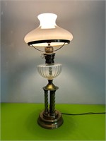 Electrified Kerosene Lamp with Brass Base