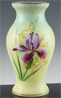 CUTE VICTORIAN ENAMEL FLOWERS ON ART GLASS VASE