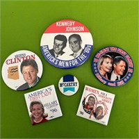 Political Pins Kennedy Johnson Clinton ++