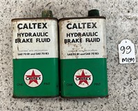 2 Caltex Hydraulic brake fluid tins