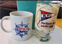 Vtg BLYC Buckeye Lake Yacht Club Mug and Glass