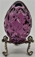 Waterford 
Crystal Purple Egg on Stand, Marked