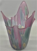Art Nouveau Satin Glass Handkercheif Vase