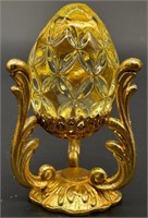 Waterford Crystal Amber Egg on Stand, Marked