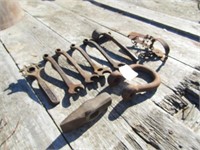 4- FORD WRENCHES, WAGON WHEEL WRENCH, CLEVIS,