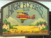 2 x Wooden Flying Club Bar Signs