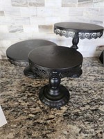 3 piece Black Cake stand set wedding cake