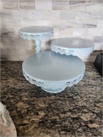 3 piece Light Blue Cake stand set wedding cake