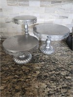 3 piece Silver Cake stand set wedding cake