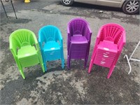 5 Pink Kids outdoor chairs