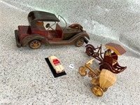 4 assorted wooden motor toys