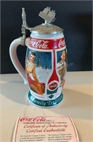 COCA COLA BEER STEIN 9” H with CERTIFICATE OF