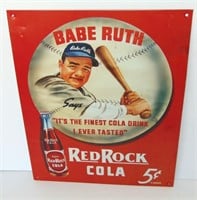 BABE RUTH RED ROCK COLA TIN ADVERTISING SIGN