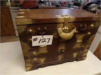 antique wood and brass chest