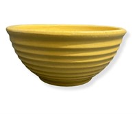 Vintage Pottery Yellow Stoneware Ringed Bowl