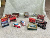 14 vehicle themed biscuit tins