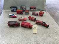 13 vehicle related biscuit tins