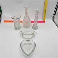 glass vase and candy dish