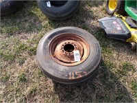 Pair of front tractor tires on rims