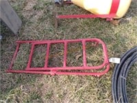 Red metal folding ladder