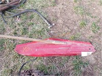 Red sickle bar mower tail board