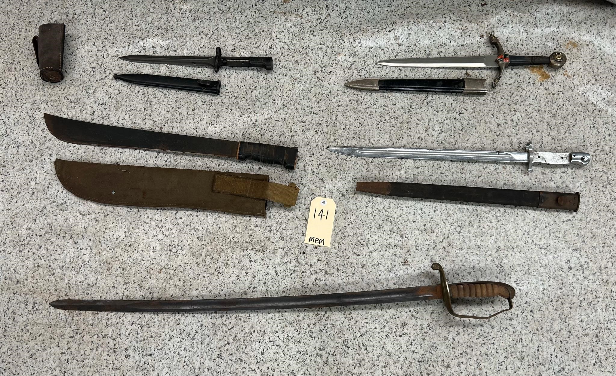 5 assorted knives & swords