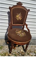 Antique Needlepoint Victorian Chair, Needs work