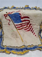 Vintage Folk Art Embroidered Flag overlay.