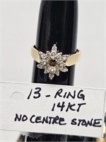 14 KARAT RING MISSING CETRE STONE SOLD AS IS
