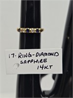 14 KARAT RING WITH DIAMOND SAPPHIRE