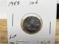 1 1955 10 CENT SILVER DIME