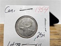 1954 25 CENT SILVER COIN