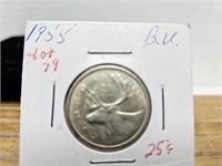 1955 25 CENT SILVER COIN