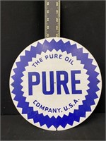 12" Pure Oil Tin Advertising Sign