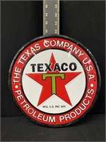 Texaco Tin Round Advertising Sign