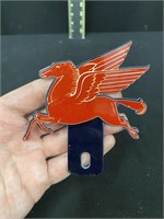 Mobil Oil Pegasus Enamel License Plate Topper