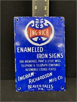 Ingram Richardson Ing Rich Enamel Advertising Sign