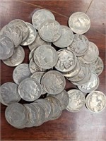 US Coins 37 Buffalo Nickels, Circulated loose grou