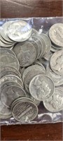 US Silver Coins 50 Mercury Dimes, Circulated loose