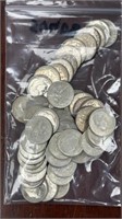 US Silver Coins 50 Roosevelt Dimes, Circulated loo