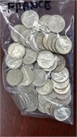 US Silver Coins 50 Roosevelt Dimes, Circulated loo